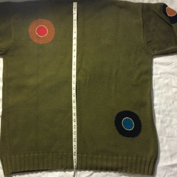 Hunt Club Knit Sweater Multi Color Olive Green Women’s Sz M Med Oversized 90s - Picture 11 of 16